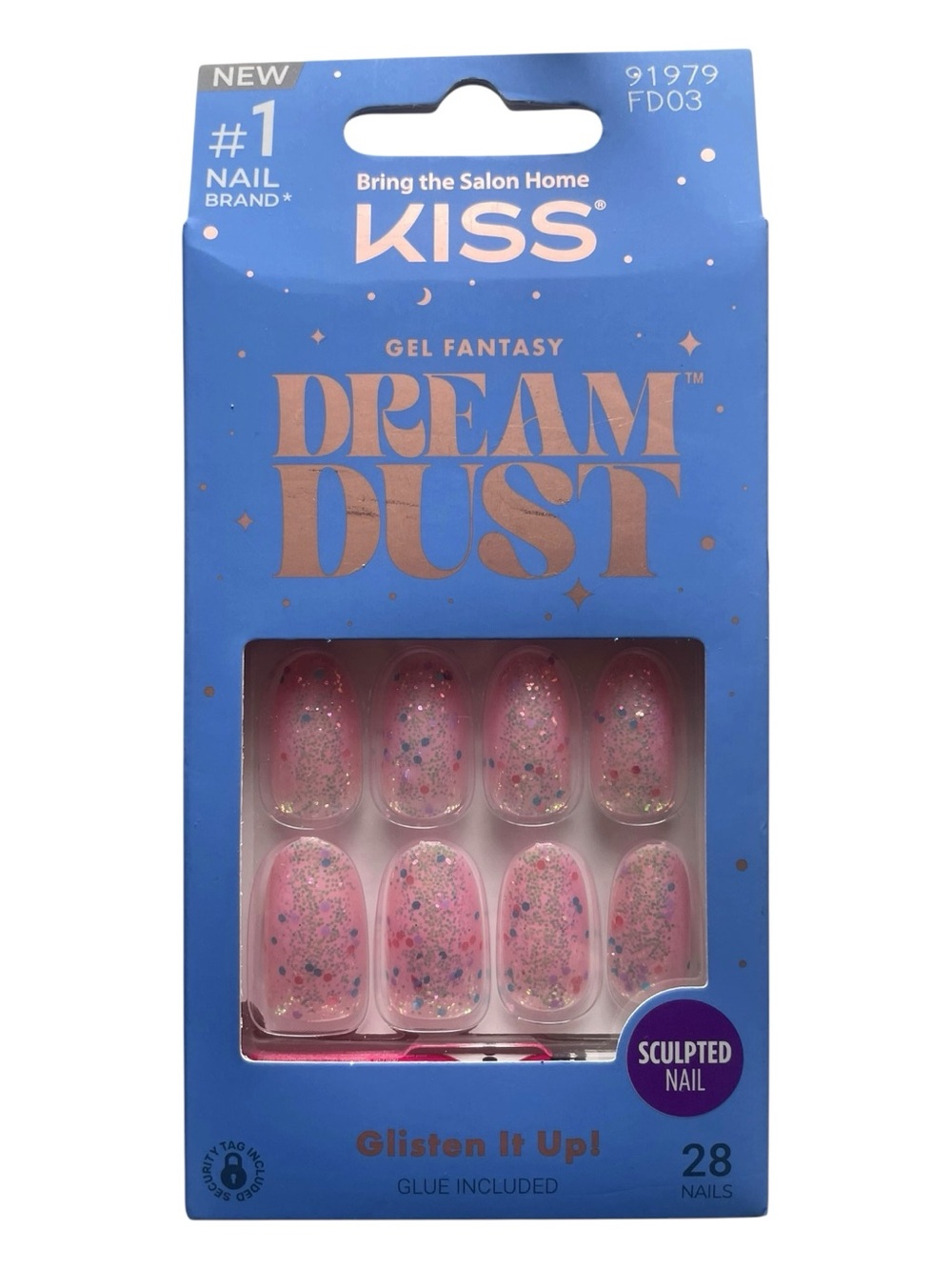 KISS Dream Dust Pink Glitter Sculpted Press-On Nails
